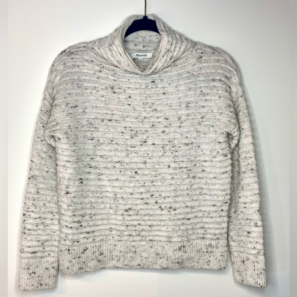 Madewell Donegal Belmont Speckle Mockneck Sweater, Cream & Gray, size XXS